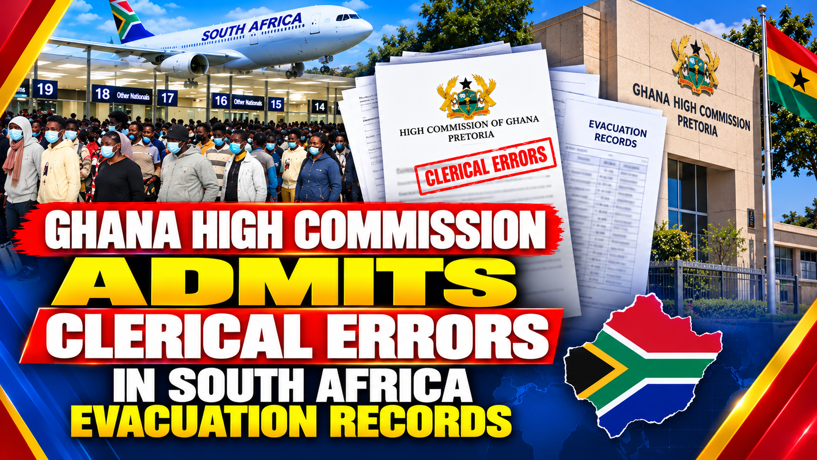 Ghana High Commission in Pretoria addresses clerical errors in records of Ghanaians evacuated from South Africa.
